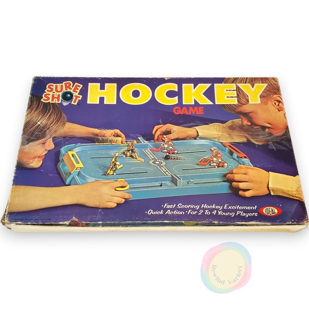 Vintage 1970 Ideal Sure Shot Hockey Tabletop Game Boxed
